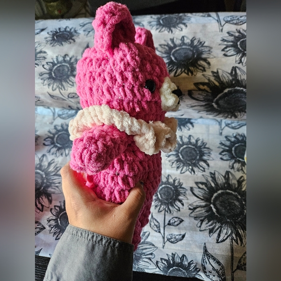 Chunky Pink Sparkly Crochet Bear Amigurumi Doll - Picture 4 of 11